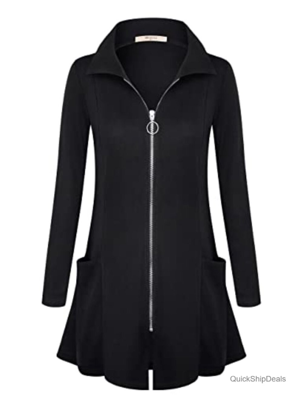 Zip Up Long Cardigan Sweatshirt Tunic with Pockets Lightweight Soft Fleece